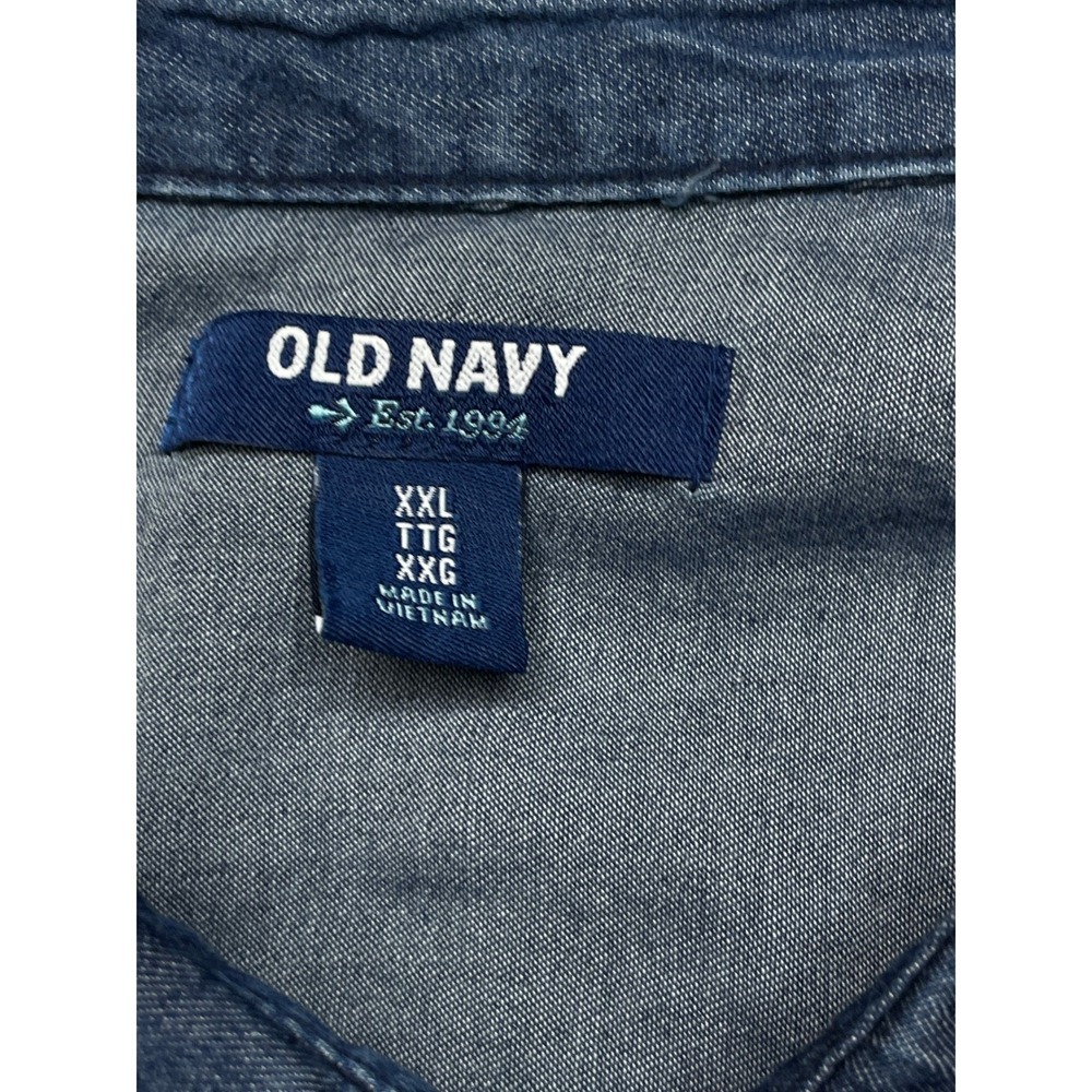 Old Navy Shirt MENS XXL Blue Denim Button Down Heavyweight Workwear 386243-05-1 - Picture 6 of 12